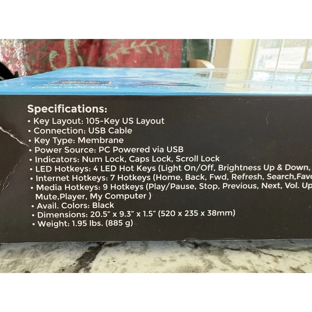 Adesso Tru-Form 150 3-Color Illuminated USB Ergonomic Keyboard AKB-150EB